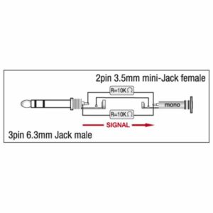 DAP XGA12 - Jack/M stereo to mini-jack/F - incl. 2x 10 kilo-Ohm resistors