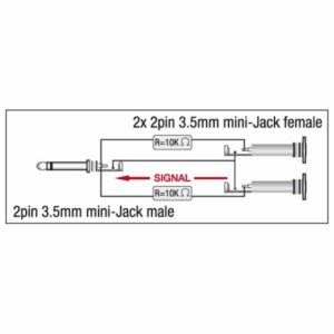 DAP XGA40 - mini-jack/M to 2 x mini-jack/F - incl. 2 x 10 kilo-Ohm resistors