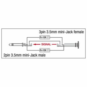 DAP XGA43 - mini-jack/M mono to mini-jack/F - incl. 2 x 10 kOhm resistors